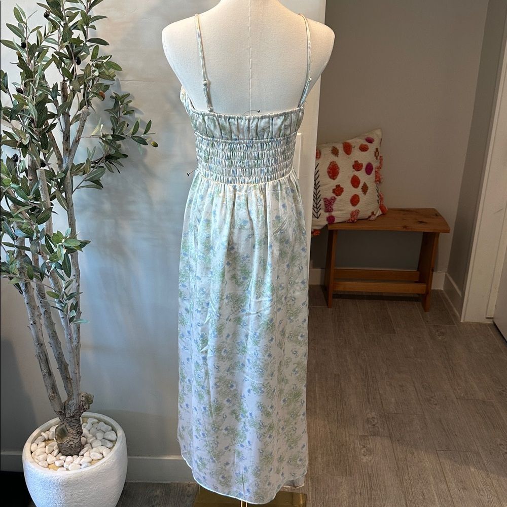 ASTR the Label Floral Smocked Tie Front Spaghetti Strap‎ Midi Dress New! - Picture 5 of 12